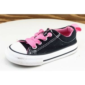 Converse All Star Toddler Girls 5 Medium‎ Black Low Top Fabric 750457B
